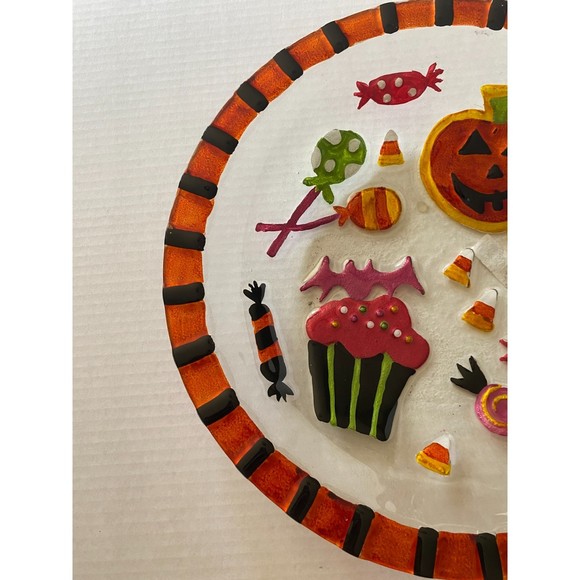 2016 Demdaco 15" Halloween Treats Bowl Fused Glass - Picture 2 of 8